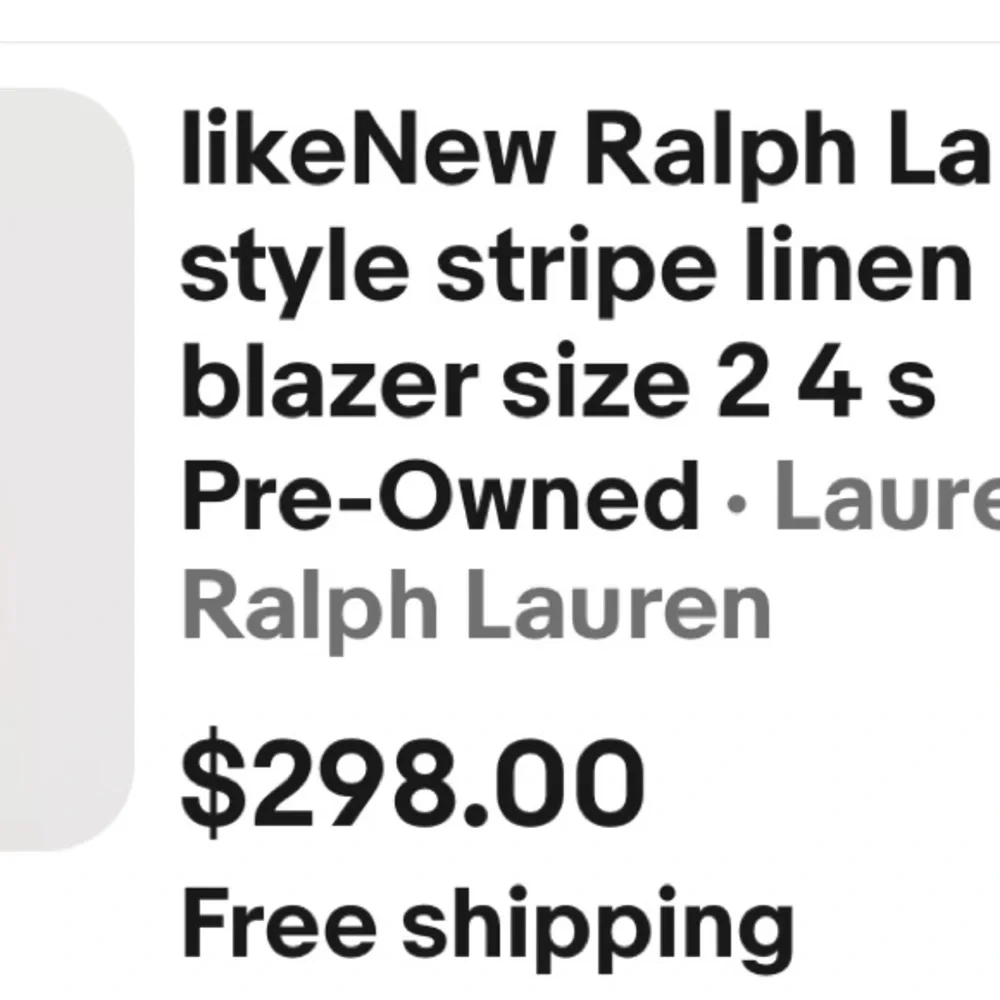 Ralph Lauren Cream Blazer with Navy Vertical Stripes. Size 12. New with tags - Picture 11 of 11